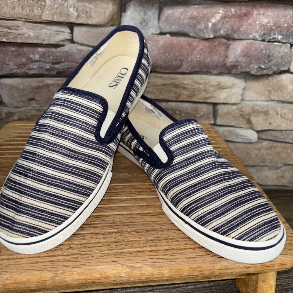 Chaps Boat Shoes  JESSICA  Slip-on Navy White Stripe Women's Size 9 B Shoes